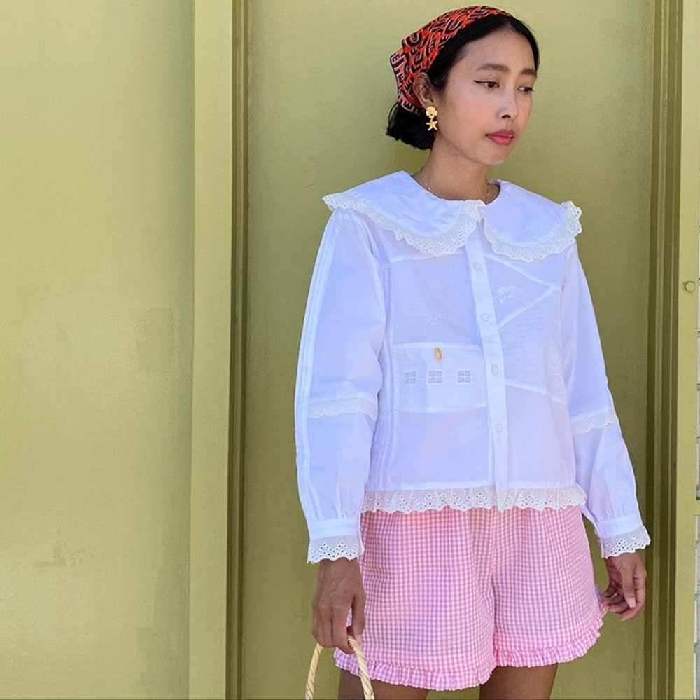 Embroidered Collared Blouse